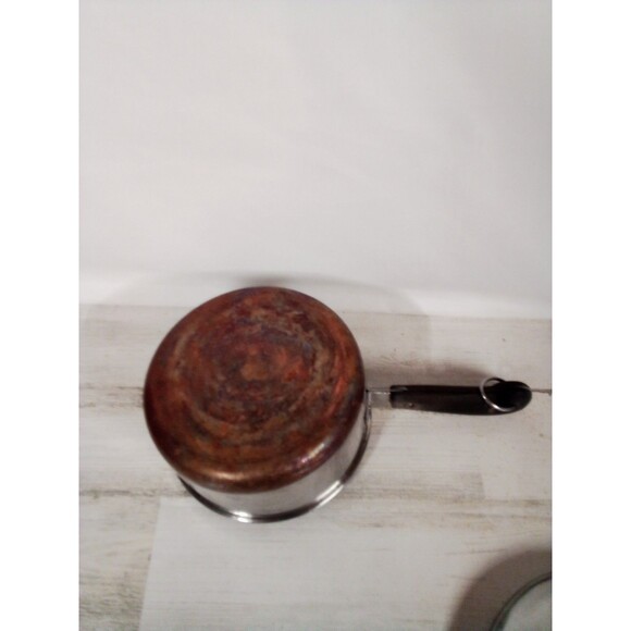 Revere Ware Medium  Copper Bottom Saucepan With Lid  Damage To Handle - Picture 4 of 16